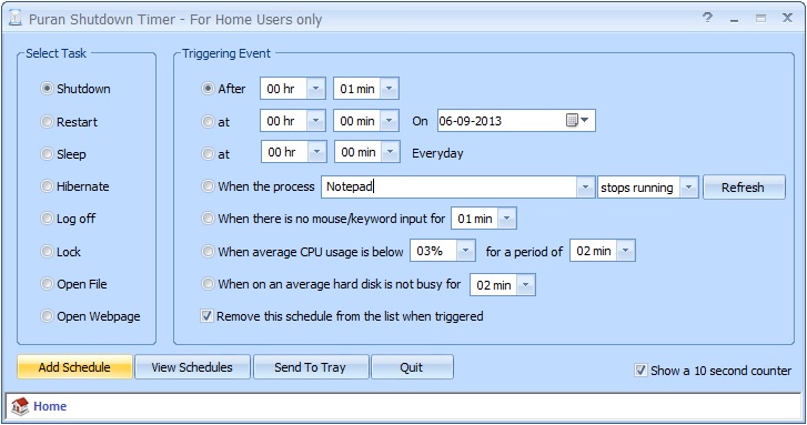 Windows 7 Puran Shutdown Timer 1.2 full